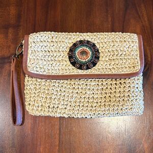 Cato Woven Raffia Beaded Handbag Clutch